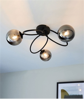Endon 95289 3-Light Black & Smokde Glass Ceiling Fixture 