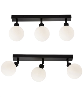 Triple Opal Globe Bathroom Ceiling Bar - Black or Chrome IP44 Zone 2