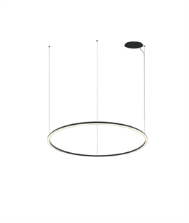 Large 1270mm Wire-Suspended LED Ring Pendant Light in Brushed Brass or Black