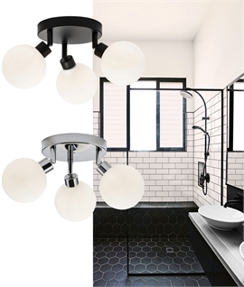 IP44 Bathroom Black or Chrome Triple Globe Ceiling Light 