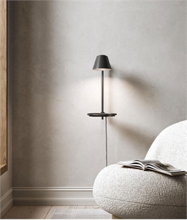 LED Tilt Wall Lamp and Shelf - Touch Dimmable with USB Plug
