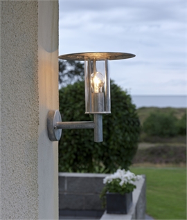 Galvanised Bracket Lantern for External Walls - Safe for Coastal Areas