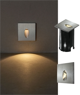 Brushed Aluminium Low-Profile Recessed Runway or Step Light - Recessed LED Wall Light