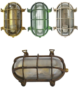 Lozenge Marine Bulkhead Light - Caged Glass