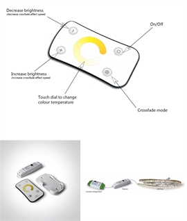 Wireless RF CCT Controller for Adjustable White LED Tape & Lights - Adjust Warm to Daylight and Dimming