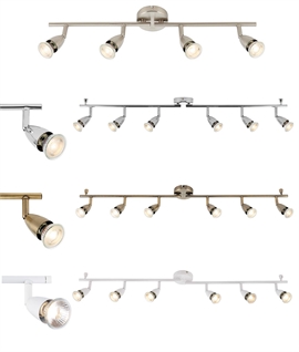Adjustable Spotlight Bar with 4 or 6 Spots -  Suitable for mains dimmable GU10 LED bulbs