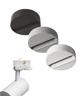Round Ceiling Plate with Three-Circuit Track for Single Spotlight Installations