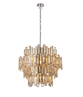Champagne Crystal and Chrome Chandelier  - Classic design with a colour twist