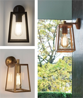 Hanging Lantern Bracket Wall Light for Outdoor Use - Black or Antique Brass Finish