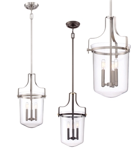Glass Lantern with Rod Suspension & Interior Candle Lamps