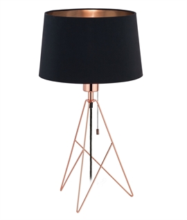 Geometric Triangular Base Table Lamp with Black Shade