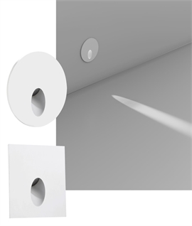 White Recessed Wall LED Step Light - Round and Square Design