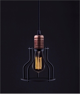 Industrial Style Black and Copper Cage Pendant