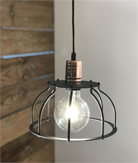 Industrial-Style Black and Copper Cage Pendant - 2 Options