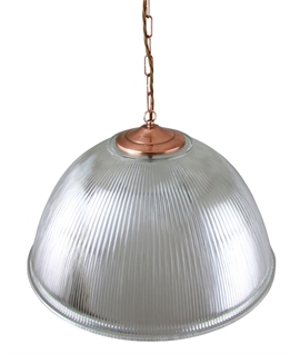 Prismatic Dome Pendant with Copper Details - Holophane Style