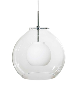 Pikant Clear & Opal Glass Pendant by Belid