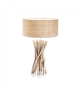 Hessian Shade & Driftwood Table Lamp