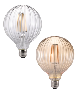 E27 125mm 2w Globe LED Filament Lamp - Fluted Glass