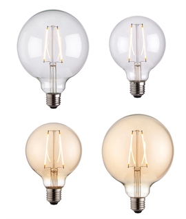 E27 LED Soft Glow Globe Lamps - 95mm & 125mm Clear or Amber Glass