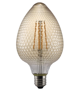 E27 100mm Pinecone Smoked Glass Lamp - 2w LED Filament