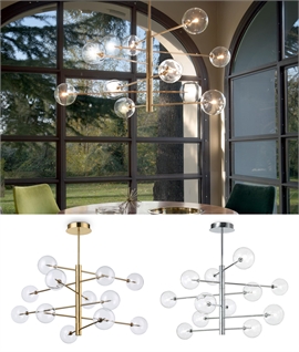 Multi-Stem & Tiered Clear Glass Globe Pendant 