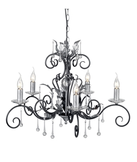 5 Light Elegant Rococo Style Chandeliers - Crystal Adorned