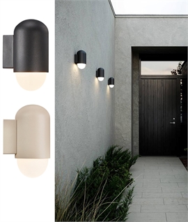 Capsule Design Exterior Wall Light in Aluminium with Opal Glass