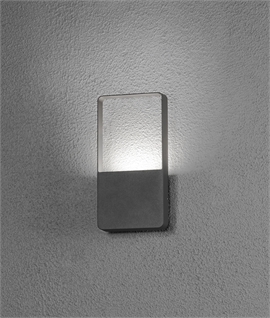 Exterior Wall Light in Dark Grey with Clear Block
