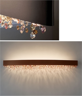 Priced to clear - Elegant Extra Wide Wall Light - Bronze with Multi Coloured Crystal Glass by Maserio