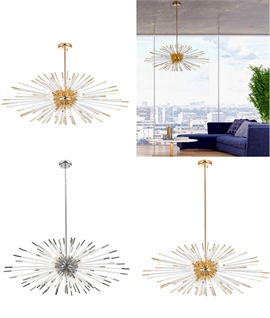 Extra Wide LED Explosion Pendant - Chrome or Gold