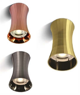 Flared Surface Mounted Ceiling Light for GU10 Lamps - Facetted metal finishes