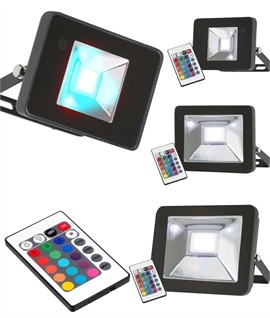 RGB LED Floodlight on Adjustable Bracket - Use Inside or Out