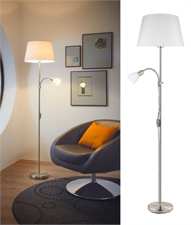 Classic Shaded Floor Lamp with Adjustable Built-In Reading Light