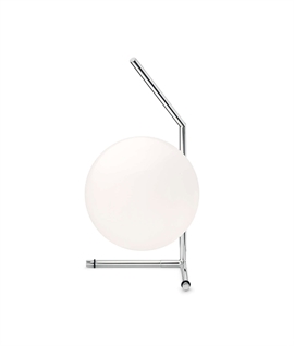 Flos IC T1 Low Chrome Steel Table Lamp with Blown Glass Opal Diffuser in Chrome