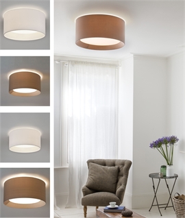Flush Drum Fabric Shade - 3 or 4 lamps provide diffused lighting
