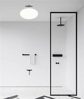 Oval Bathroom Ceiling Light - Duplex Opal Glass on Drop Stem