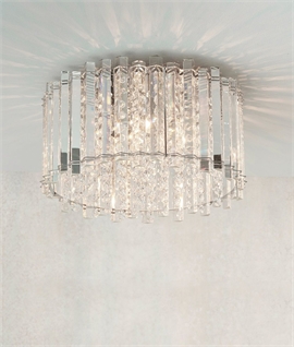 Crystal Drum Semi-Flush Light - Adorned with Crystal Drops