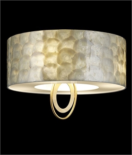 Mother of Pearl Flush Drum Light with Gold Leaf