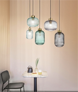 Elegant Fluted Glass Pendants for Textured Lighting - Mint or Smoke