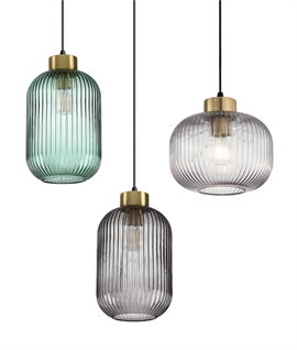 Elegant Fluted Glass Pendants for Textured Lighting - Mint or Smoke