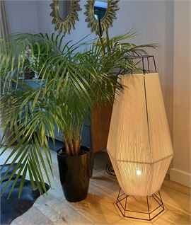 Textile Floor Lamp - Cord & Geometric Frame with a Lucienne Day Japanese Style