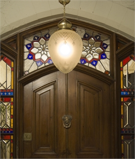 Large Victorian Hallway Lantern Pineapple Etched Glass Design