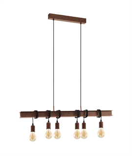 Rustic Steel Bar Pendant with Adjustable Lamp Flexes