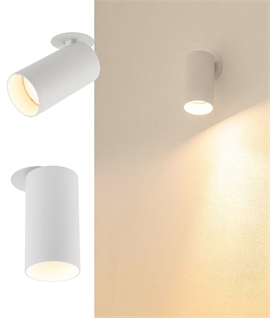 White Semi-Recessed Adjustable Spot Light - GU10 Lamp