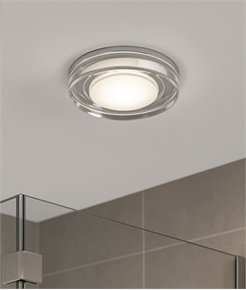 Decorative Glass Bathroom Downlight - IP65 Semi-Recessed GU10, ideal for wetrooms & showers