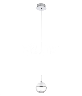 Glass and Crystal LED Single Globe Pendant