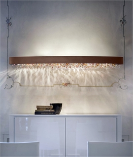 Elegant Extra Wide Wall Light - Bronze with Multi Coloured Crystal Glass by Maserio