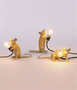 Seletti Mouse Table Light Gold with LED Lamp