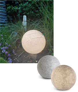 Illuminated Globe Low Level Light for Patios and Bedding Areas - Granite-Look Design 