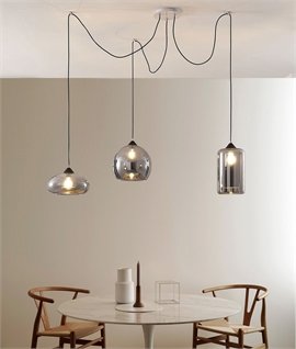 Offshoot 3-Light Pendant with Different Glass Designs 